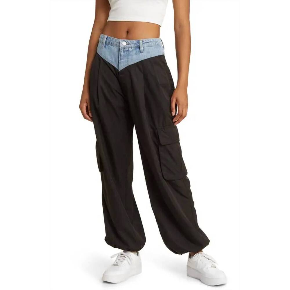 NEW EE:SOME color block track pant in black/denim